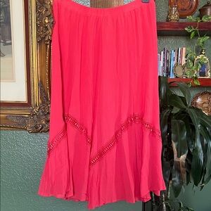 Elegant Coral Women's Midi Skirt